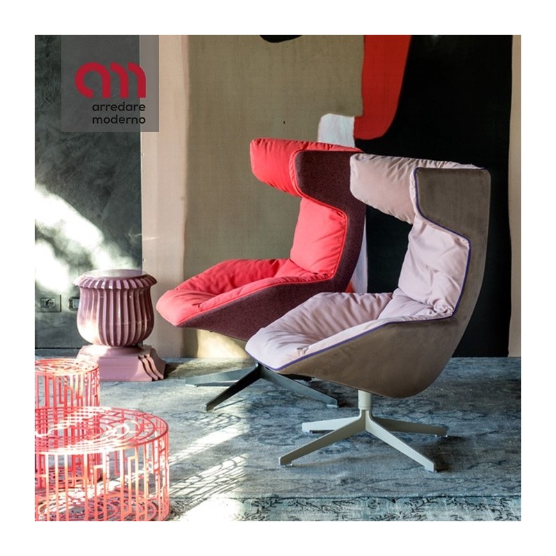 Take a line for a walk Moroso Sillón giratorio con edredón acolchado