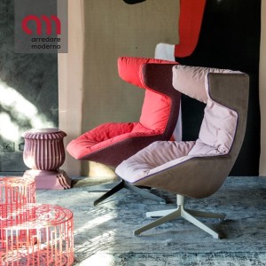 Take a line for a walk Moroso Sillón giratorio con edredón acolchado
