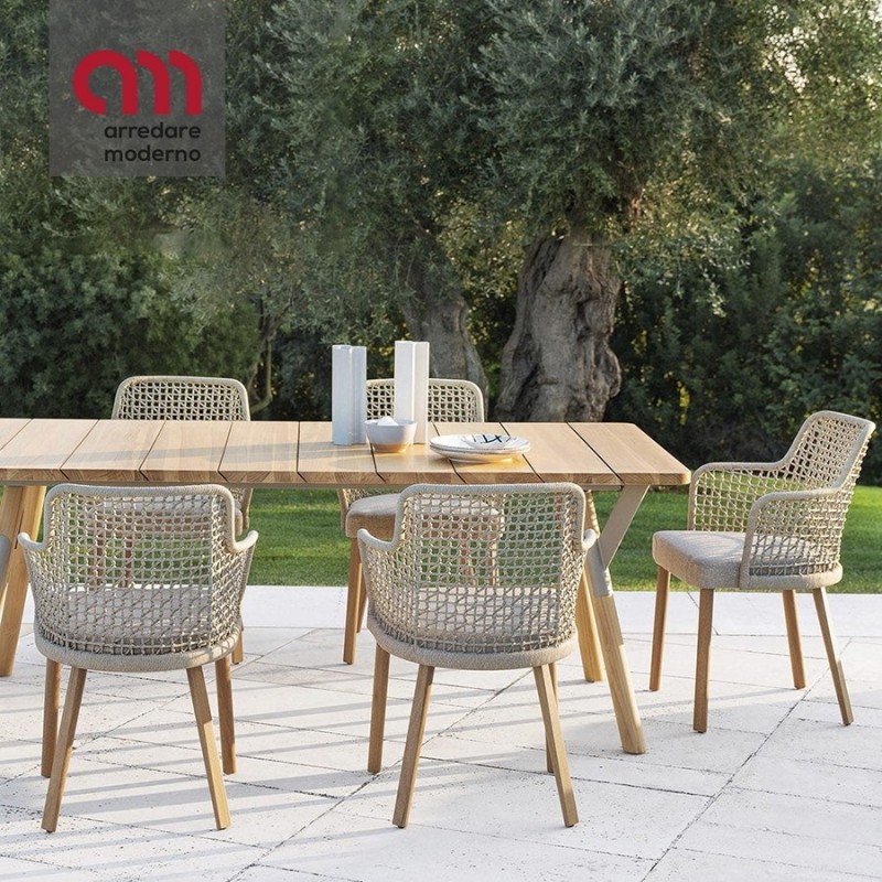 Emma Varaschin Silla de jardin patas de madera asiento de tela