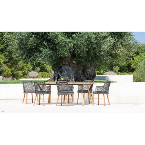 Emma Varaschin Silla de jardin patas de madera asiento de tela