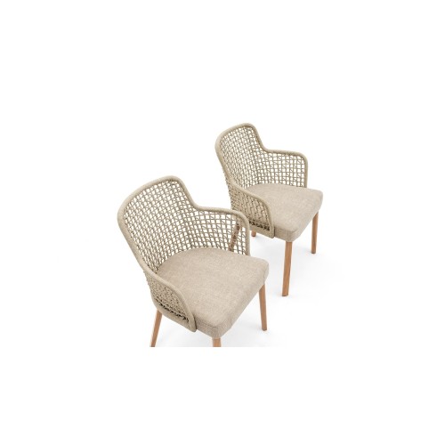Emma Varaschin Silla de jardin patas de madera asiento de tela