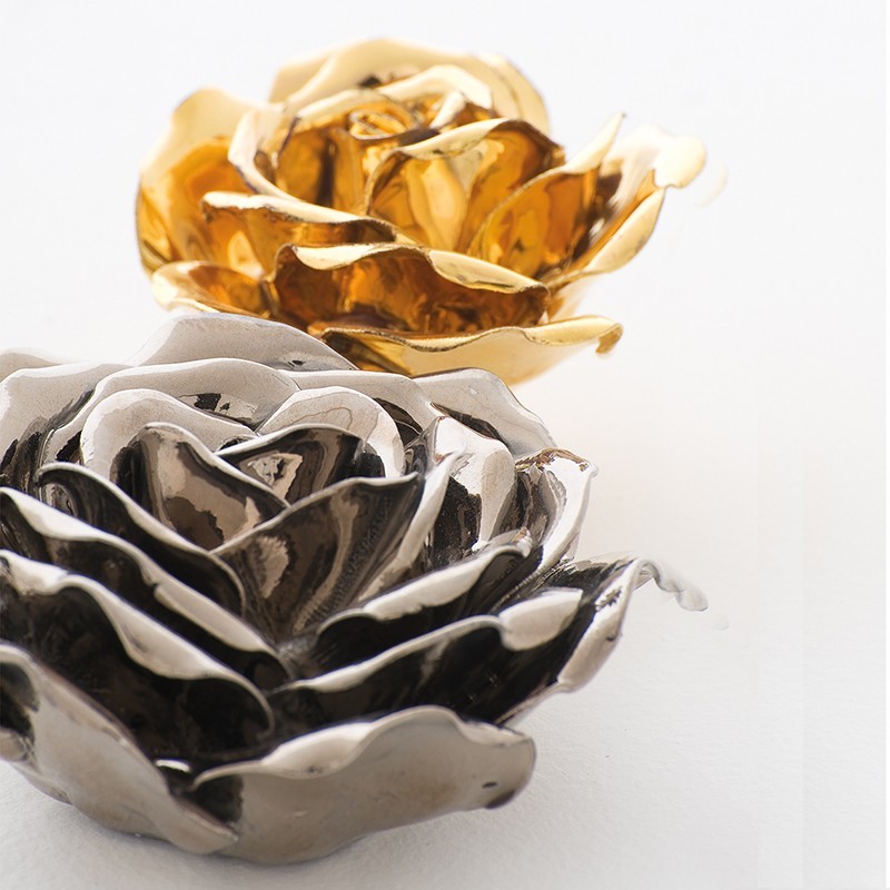 Rosa de cerámica esmaltada para mesa Adriani e Rossi