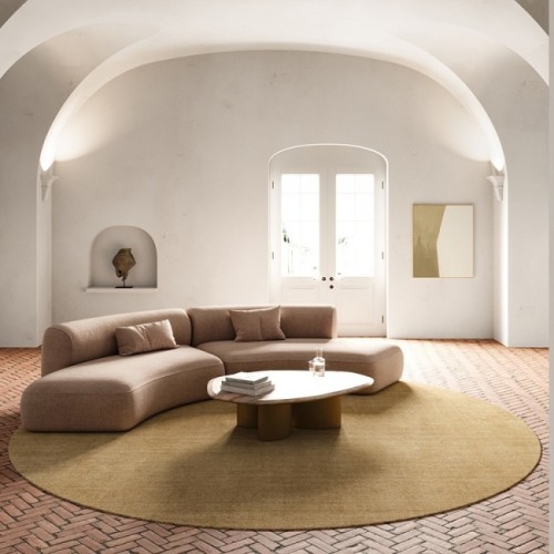 Alfombra Mohebban Pure Round Offwhite en seda de bambú