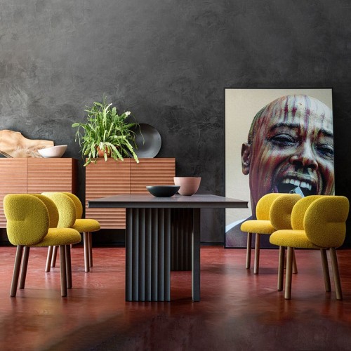 Silla tapizada Getlucky Moroso - Base de madera moderna