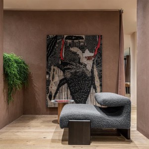 Sillón tapizado Loveseat Moroso – Base de madera moderna