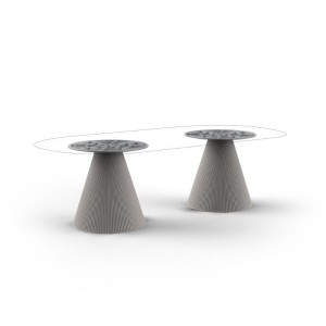 Mesa Gatsby Vondom con doble base redonda 260x129 cm