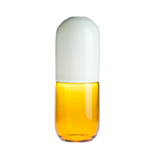 Jarrón Happy Pills Oxitocina – Blanco lechoso/Amarillo ámbar