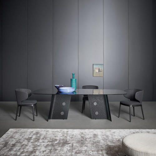 Mesa Botón Bonaldo de Vidrio Fumé