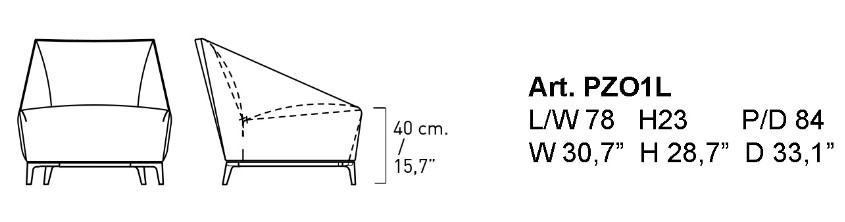 Sillón Zoe Alivar medidas