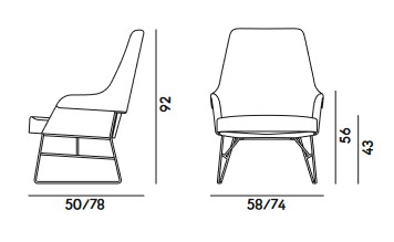 Dimensiones de la Poltrona Spy 652 Billiani