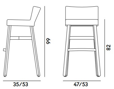 Dimensiones del Taburete de Bar Croissant Billiani