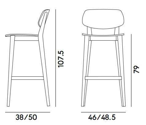 Dimensiones del taburete Doll Billiani