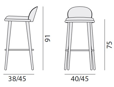 Dimensiones del Taburete Veretta Billiani