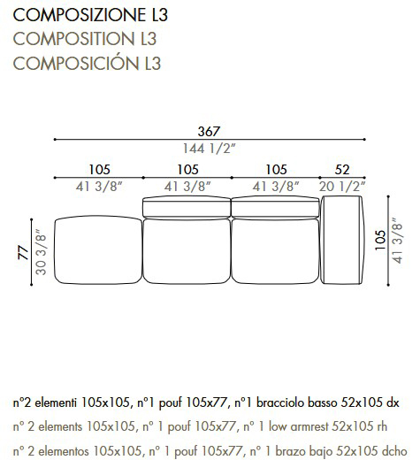 Sofá Dorvan Outdoor Désirée dimensiones
