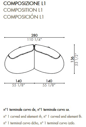 Sofá Ethìa Désirée dimensiones