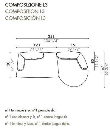 Sofá Ethìa Désirée dimensiones