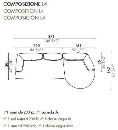 Sofá Ethìa Désirée dimensiones