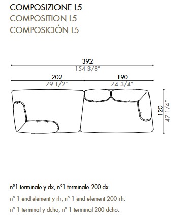 Sofá Ethìa Désirée dimensiones