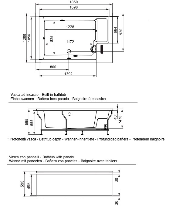 Dimensiones de la Mini Piscina Mawi Spa 185/120 Glass 1989