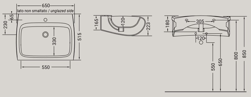 Dimensiones del Lavabo Hi-Line Hidra Ceramica