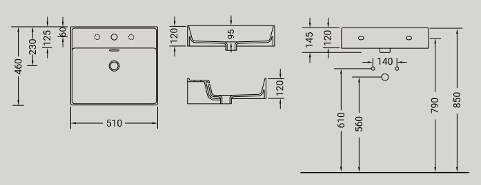 Dimensiones del Lavabo Kiub Hidra Cerámica