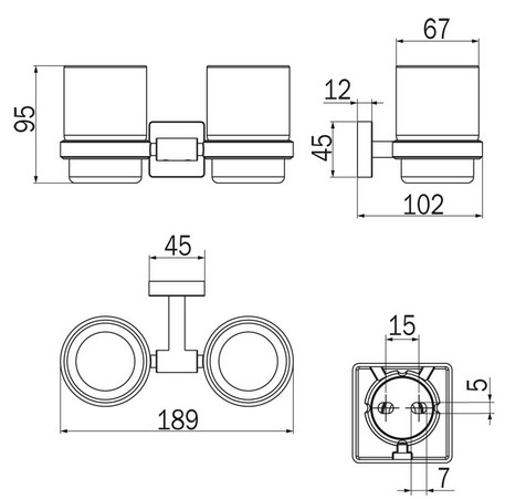 Dimensiones del Portavasos Forum Quadra Inda A3010D