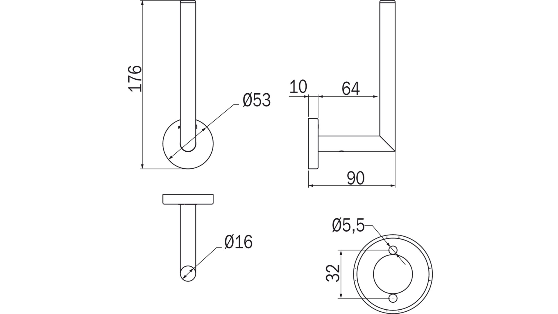 Dimensiones del portarrollos Gealuna Inda A10280