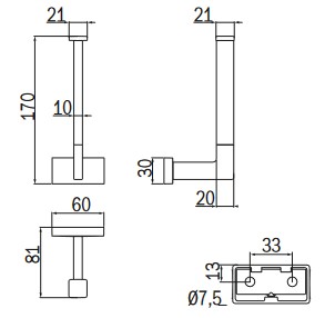 Dimensiones del portarrollos Lea Inda A18280