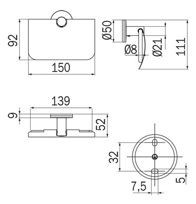 Dimensiones del portarrollos Touch Inda A4626B