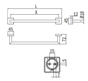 Dimensiones del Portasábanas Forum Quadra Inda A3018