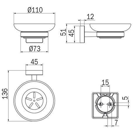 Dimensiones del porta jabón Forum Quadra Inda A30110