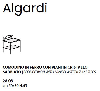 Medidas de la Mesita de Noche Algardi Ingenia Casa Bontempi
