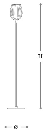 Dimensiones de la lámpara de pie Nuce Incanto Italamp