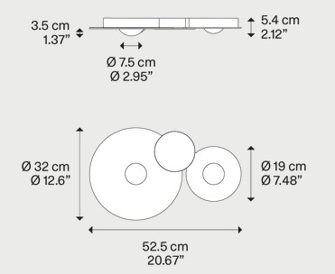 Dimensiones de la Lámpara de Techo Bugia Lodes