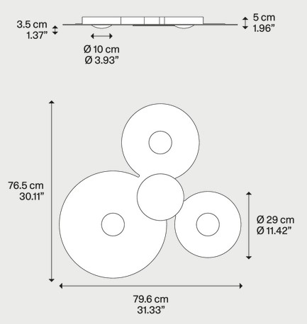 Dimensiones de la Lámpara de Techo Bugia Lodes