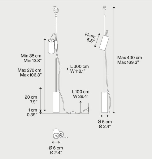 Dimensiones de la Lámpara Cima Lodes