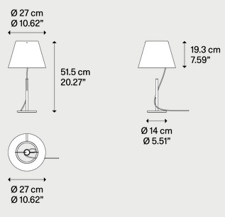 Medidas de la lámpara de mesa Hover Lodes
