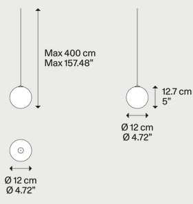 Dimensiones de la lámpara Random Solo Lodes de suspensión