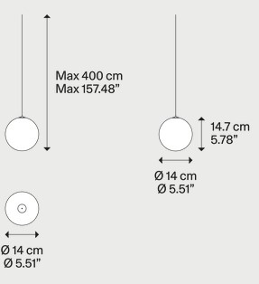 Dimensiones de la lámpara Random Solo Lodes de suspensión