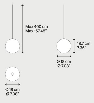Dimensiones de la lámpara Random Solo Lodes de suspensión