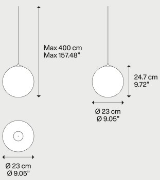 Dimensiones de la lámpara Random Solo Lodes de suspensión