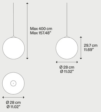 Dimensiones de la lámpara Random Solo Lodes de suspensión