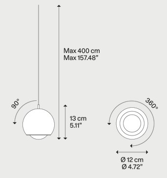 Dimensiones de la lámpara de suspensión Spider Lodes