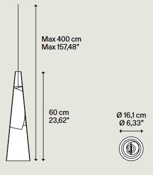 Medidas de la Lámpara Colgante Cono de Luz de Lodes
