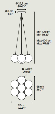 Dimensiones de la lámpara colgante Lodes Random Cloud