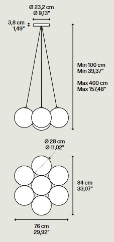 Dimensiones de la lámpara colgante Lodes Random Cloud