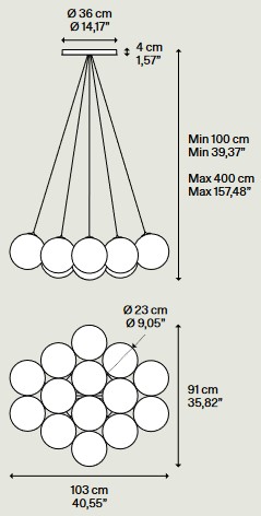 Dimensiones de la lámpara colgante Lodes Random Cloud