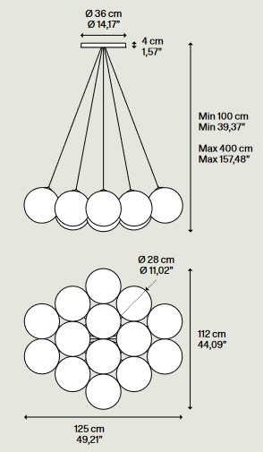 Dimensiones de la lámpara colgante Lodes Random Cloud