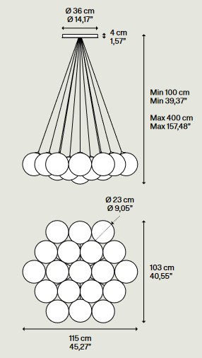 Dimensiones de la lámpara colgante Lodes Random Cloud