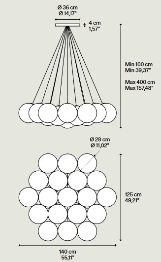 Dimensiones de la lámpara colgante Lodes Random Cloud